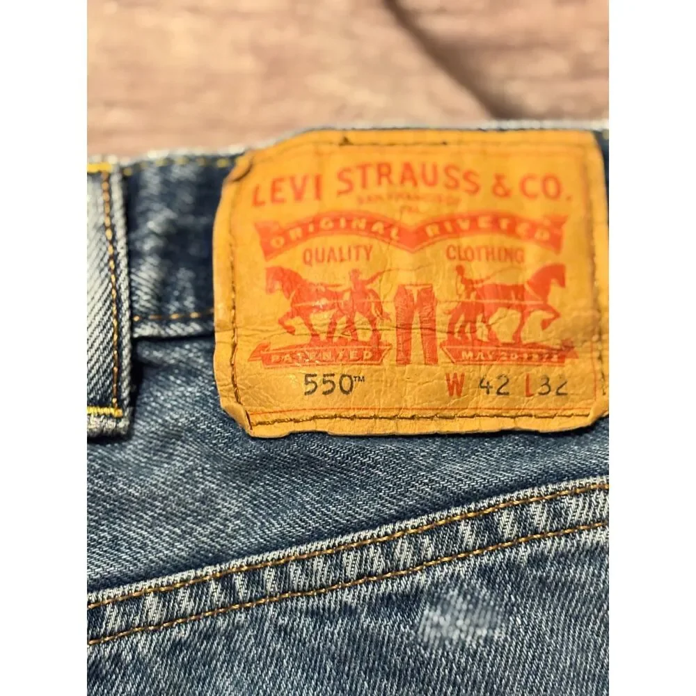 Levi's 550 Men's Relaxed Fit Tapered Leg Jeans - Medium Stonewash Blue - 42x32